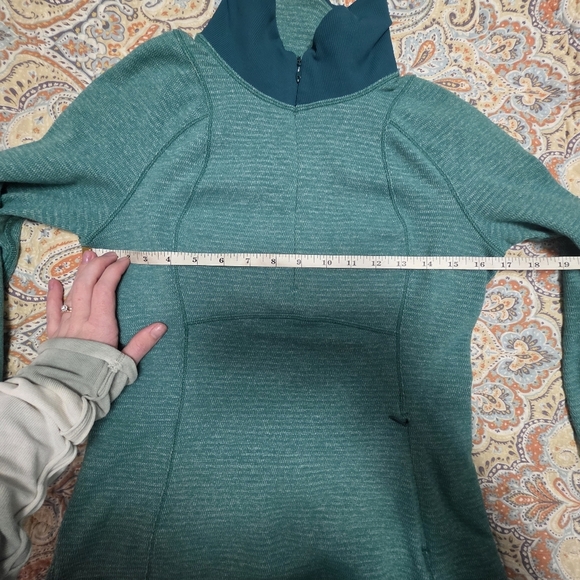 Lululemon Runderful 1/2 Zip Mini Check Pique Hunter/Heathered Green/Teal Size 6 - Picture 9 of 9